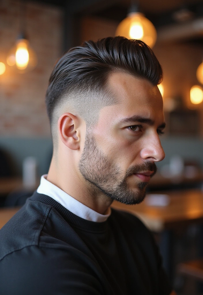 22 Slicked-Back Hairstyles For Men - 16. Slicked Back with a Fade