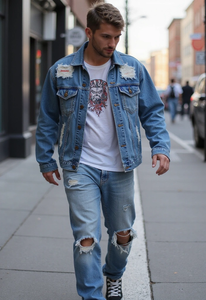 21 Denim Jackets for Men in 2025 That Are Making a Comeback! - 6. Distressed Denim Jackets