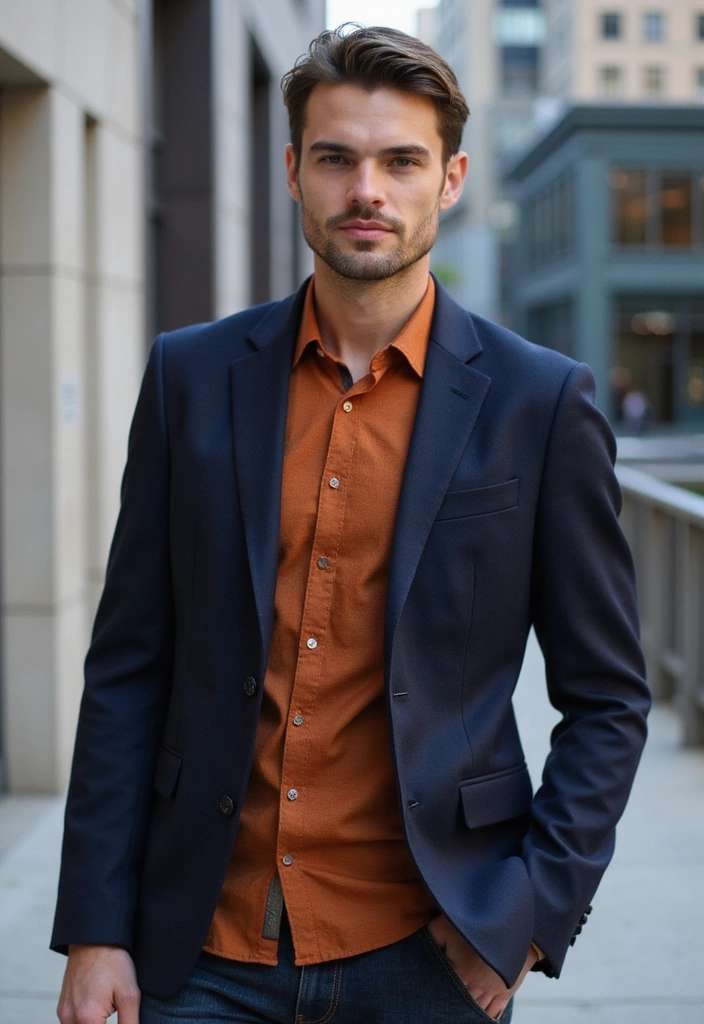 21 Best Color Combinations for Men's Clothing - 1. Navy and Rust