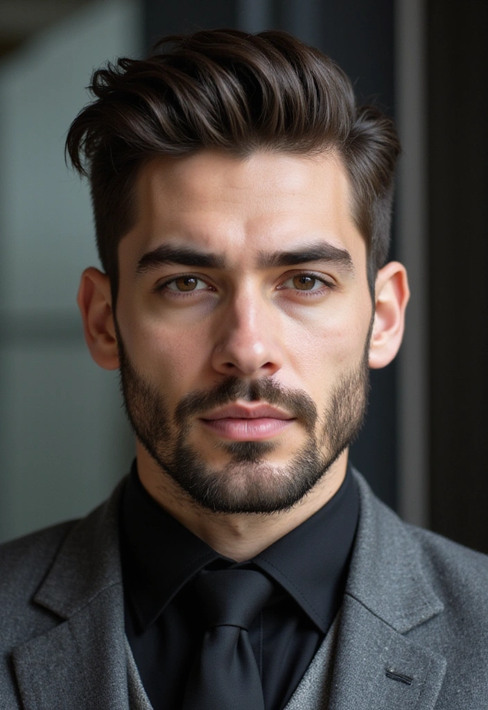 22 Slicked-Back Hairstyles For Men - 10. Slicked Back with Sideburns