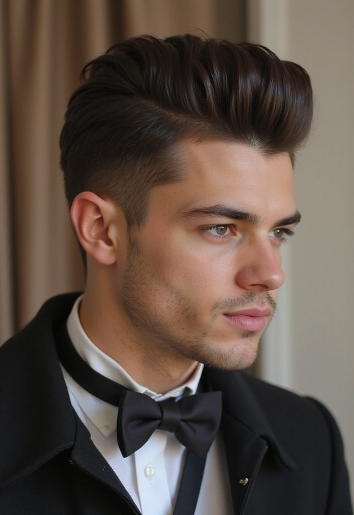 22 Slicked-Back Hairstyles For Men - 4. Pompadour Slick Back