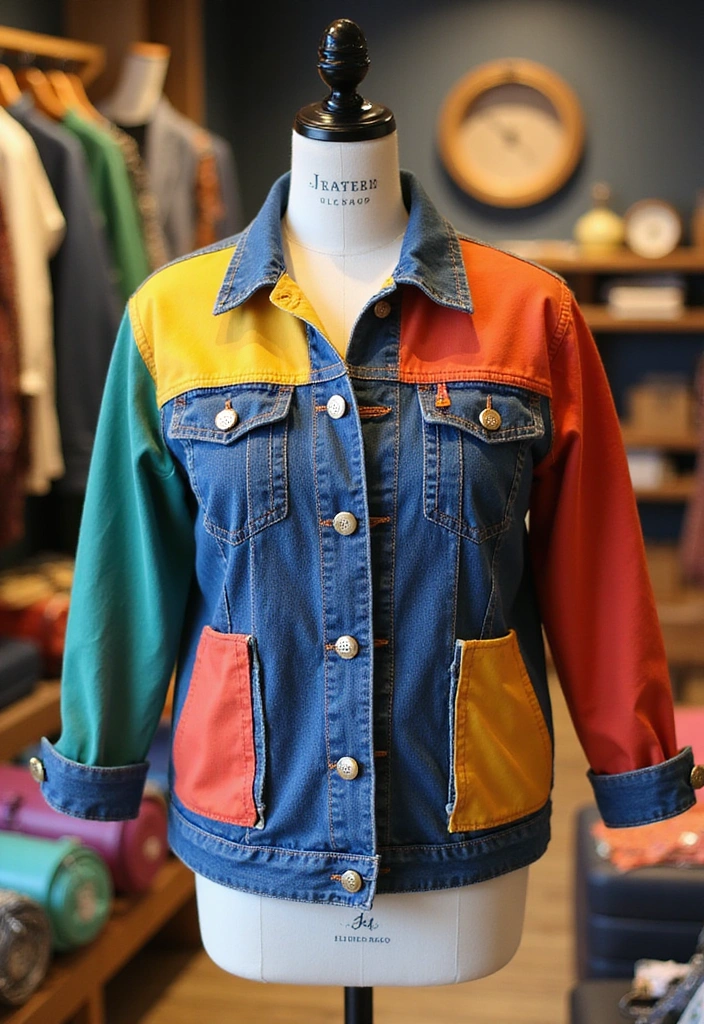 21 Denim Jackets for Men in 2025 That Are Making a Comeback! - 20. Denim Jackets with Color Blocking