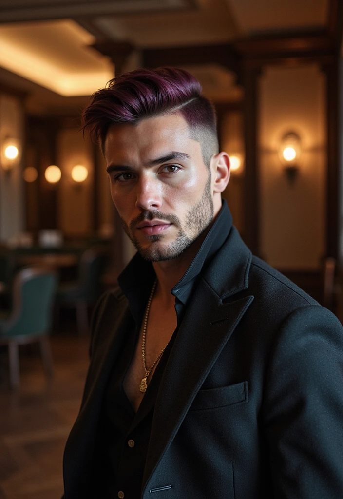 21 Hair Colors for Men to Look Stylish and Trendy Now - 19. Deep Plum