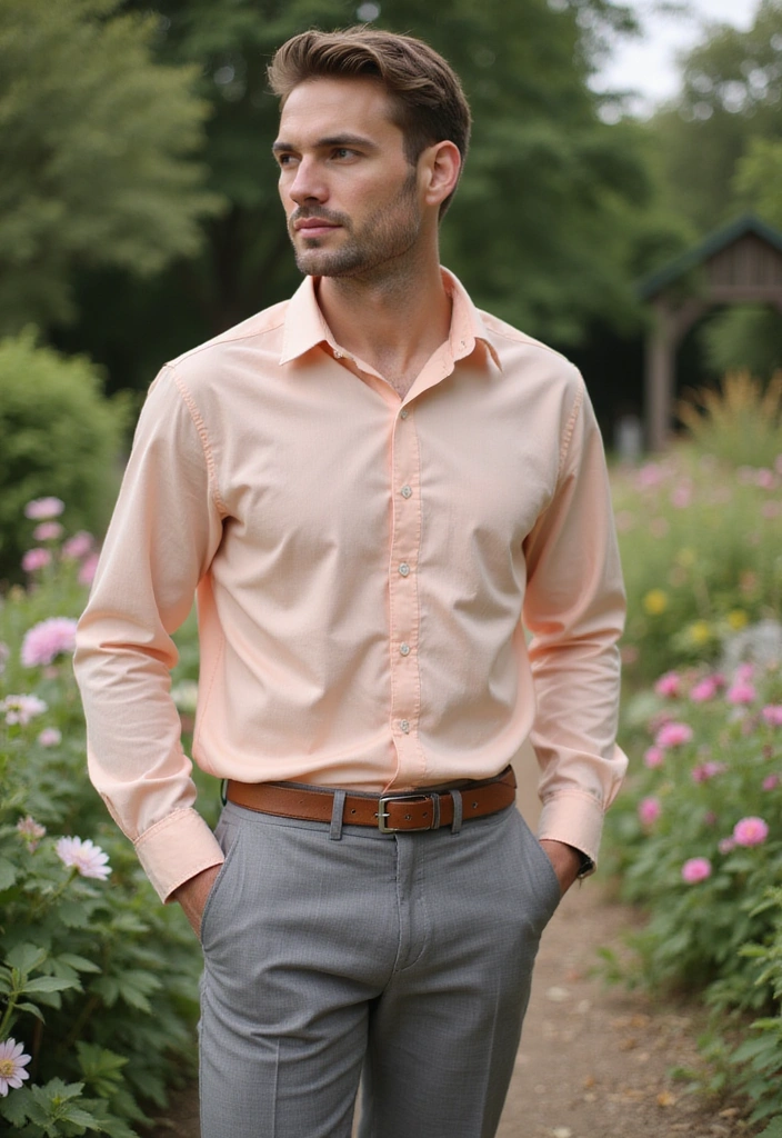21 Best Color Combinations for Men's Clothing - 21. Peach and Grey