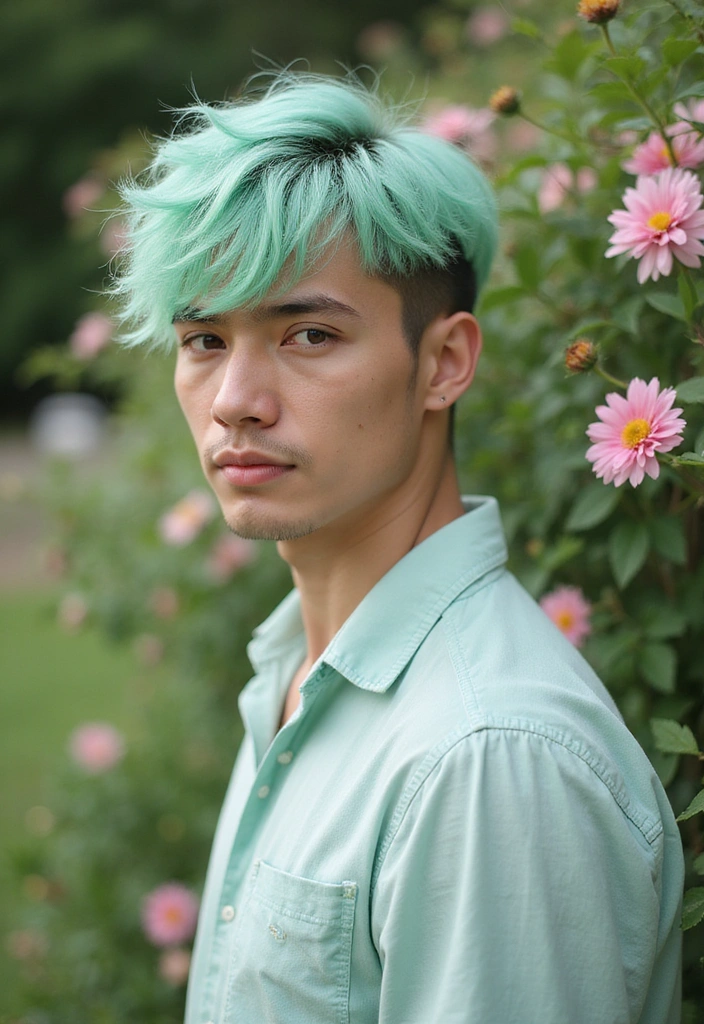 21 Hair Colors for Men to Look Stylish and Trendy Now - 16. Soft Mint Green