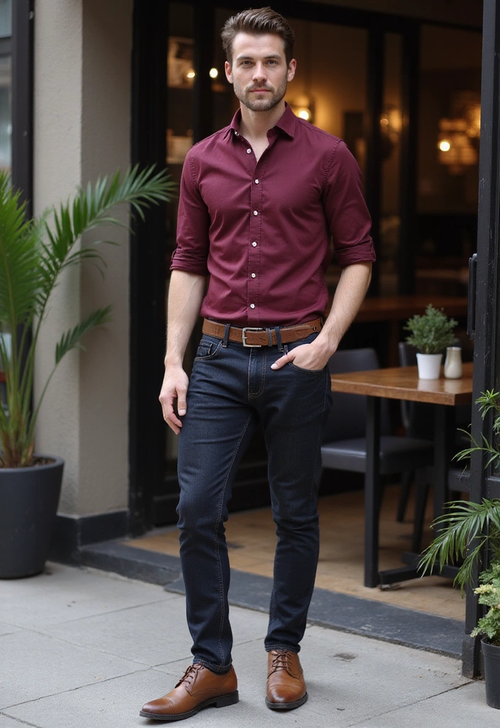 21 Best Color Combinations for Men's Clothing - 17. Denim and Maroon