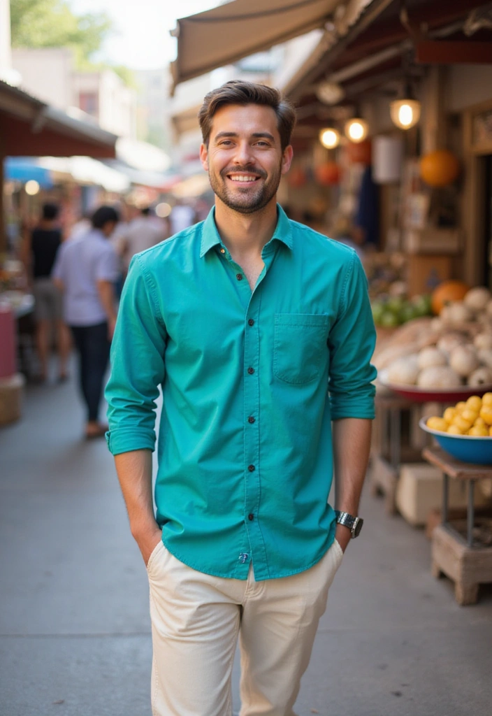 21 Best Color Combinations for Men's Clothing - 11. Teal and Cream