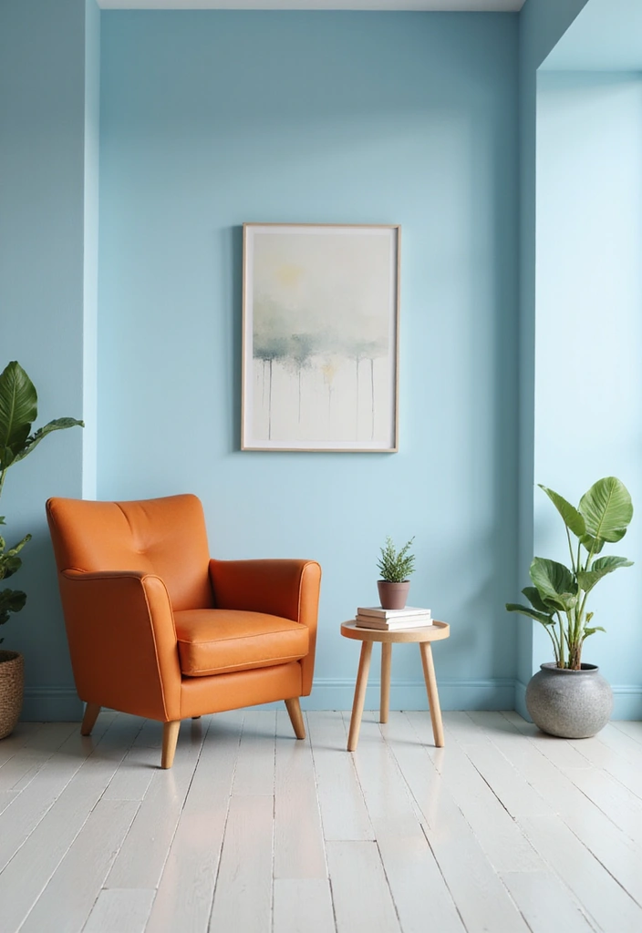 21 Blue and Orange Living Room Ideas - 5. Minimalist Approach