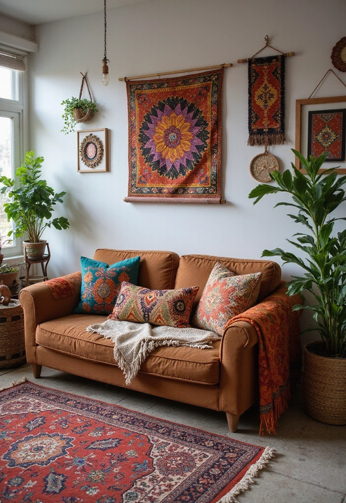 21 Brown Sofa Living Room Ideas That'll Make You Say 'Wow!' - 5. Eclectic Bohemian