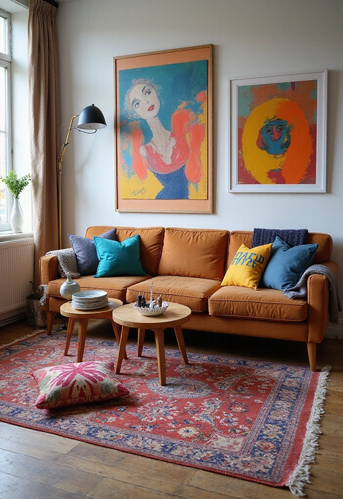 21 Brown Sofa Living Room Ideas That'll Make You Say 'Wow!' - 9. Artistic Flair