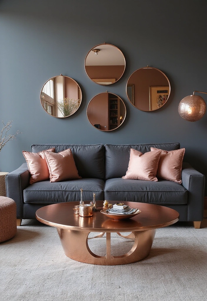 21 Stunning Two Colour Combinations for Your Living Room That'll Leave You Breathless! - 4. Charcoal Grey and Rose Gold