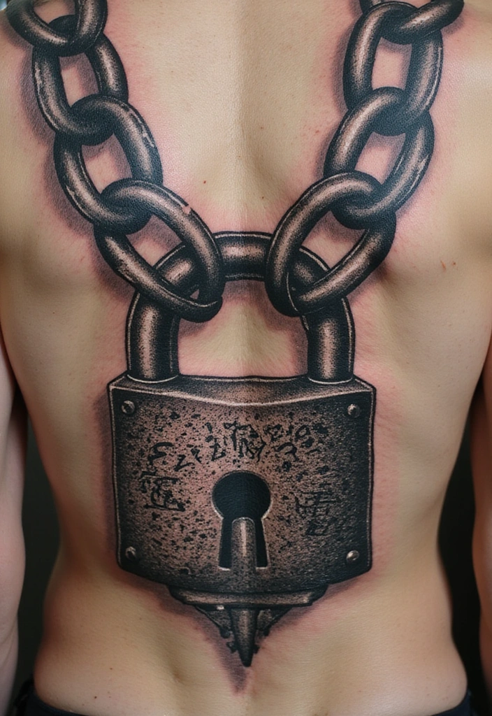 15 Goth Tattoo Ideas Symbolizing Rebellion & Individuality - 14. Chain and Lock Tattoos