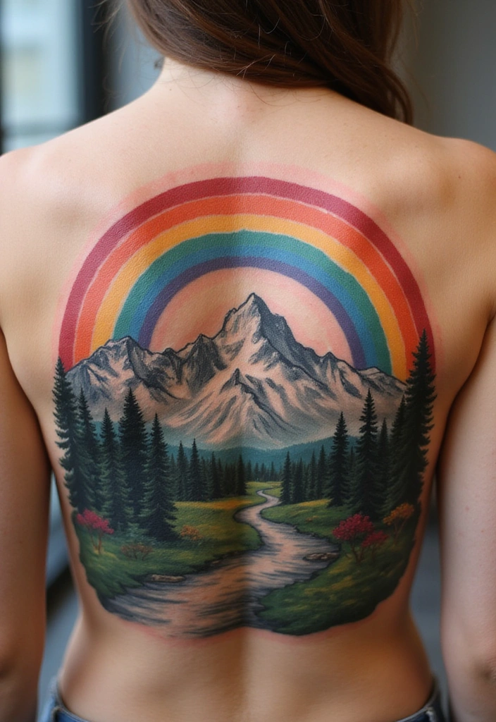 Best Rainbow Tattoo Ideas for Men and Their Meanings - 4. Rainbow and Nature Combo
