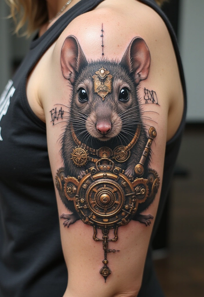 10 Cute Mouse Tattoo Ideas For Men With Meanings - 8. The Steampunk Mouse