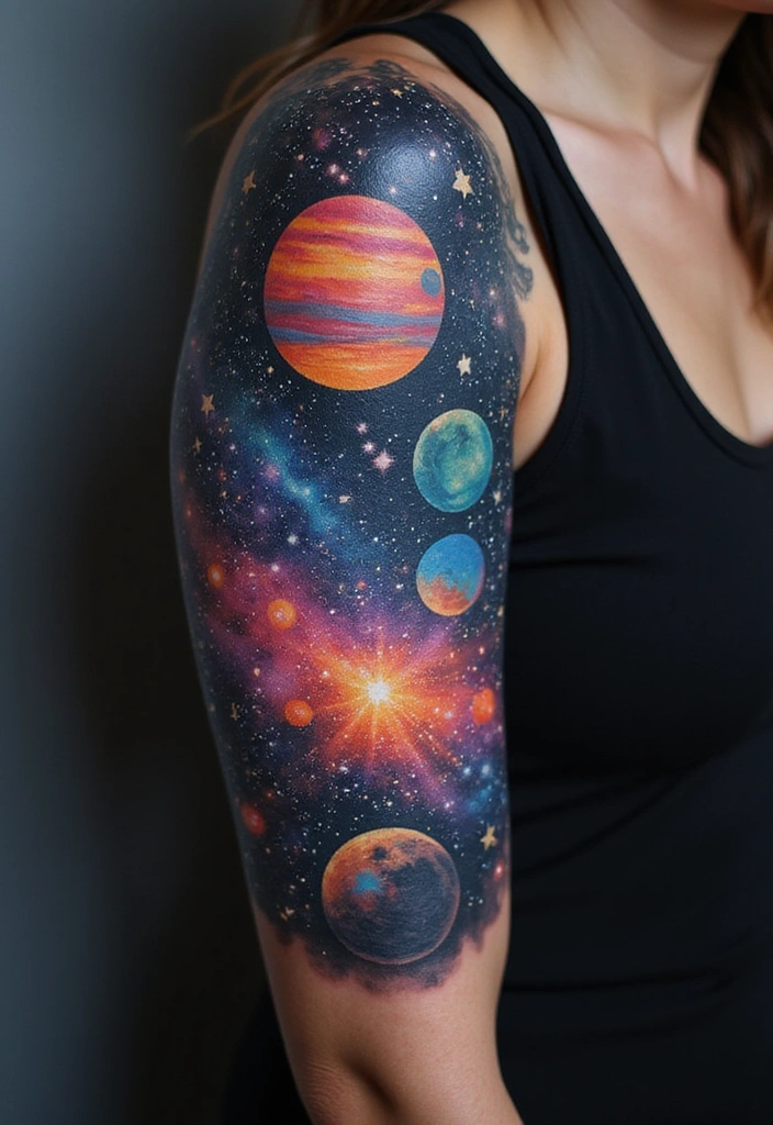 Top Color Tattoo Ideas for Dark Skin Tones - 6. Celestial Bodies