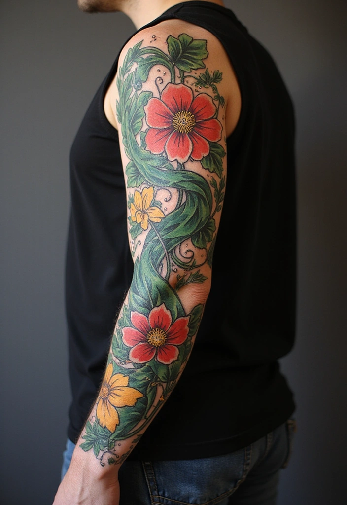 21 Best Pothos Tattoo Ideas With Meanings - 10. Large Pothos Sleeve