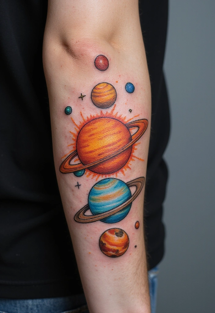17 Universe Tattoo Design Ideas With Meaning - 5. Solar System