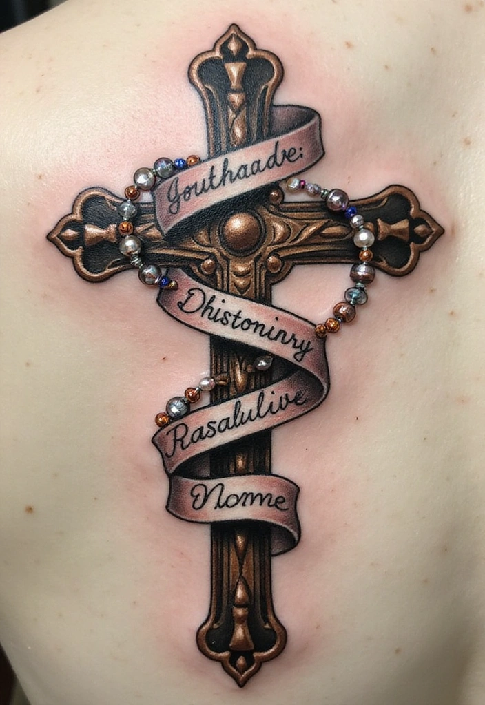 15 Rosary Beads Tattoo Ideas And Meaning - 5. Rosary with a Quote