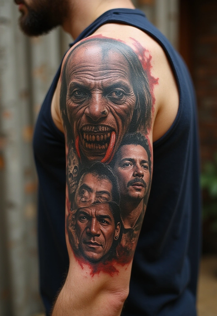 21 Eye-Catching Tattoo Styles for Men: Horror Themes Explored! - 14. Vintage Horror