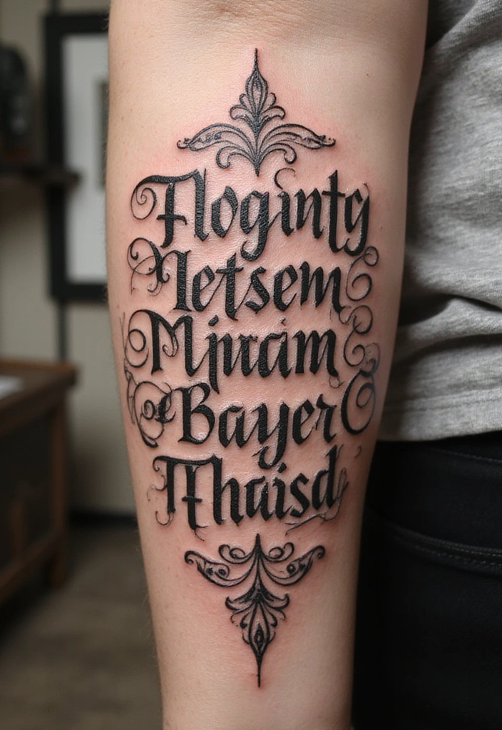 15 Goth Tattoo Ideas Symbolizing Rebellion & Individuality - 15. Custom Script Tattoos