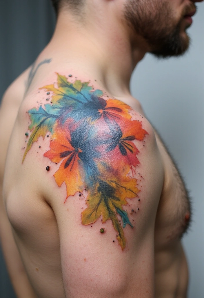 Shoulder Tattoo Ideas for Men That Are Still Trending - 13. Watercolor Tattoos: Artistic Flair
