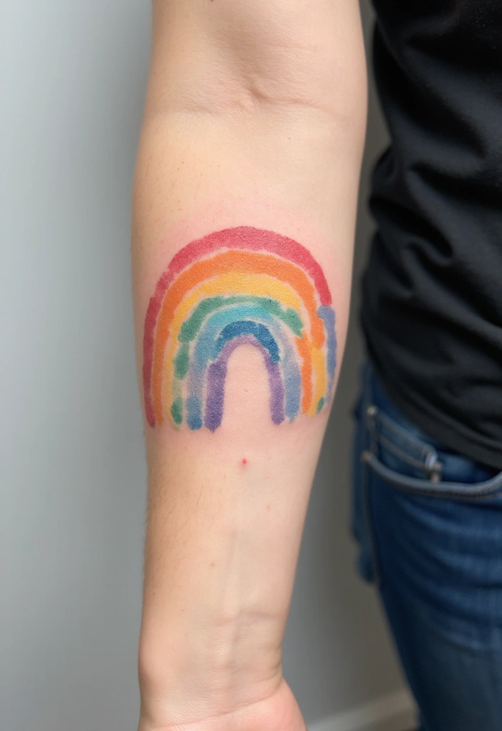 Best Rainbow Tattoo Ideas for Men and Their Meanings - 2. Watercolor Rainbow Tattoo