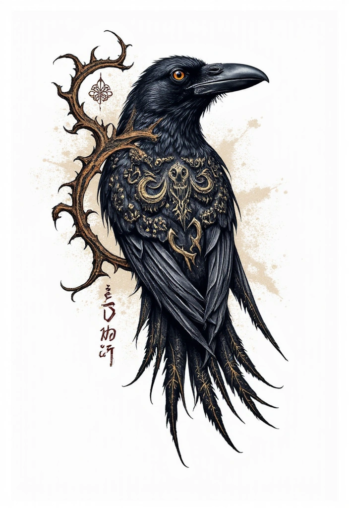 21 Eye-Catching Tribal Bird Tattoo Ideas With Meaning - 7. Mysterious Raven: Transformation and Intelligence