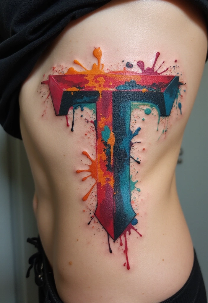 15 Creative Letter T Tattoo Designs And Ideas - 5. Abstract Art