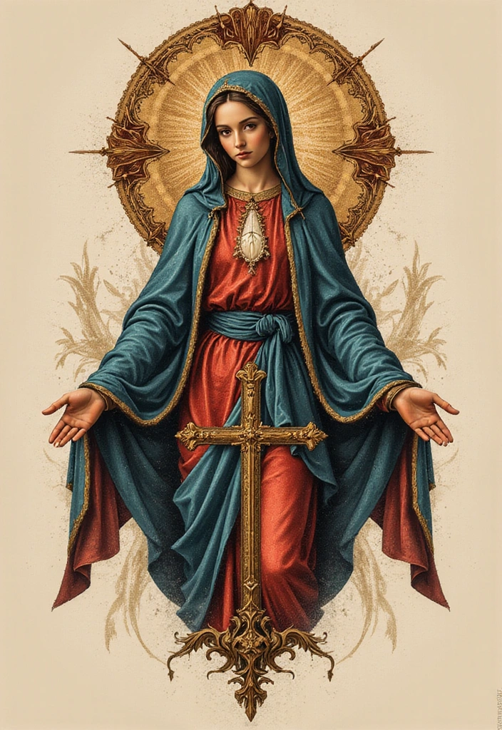 15 Virgin Mary Tattoo Ideas And Meaning - 14. Virgin Mary with Cross