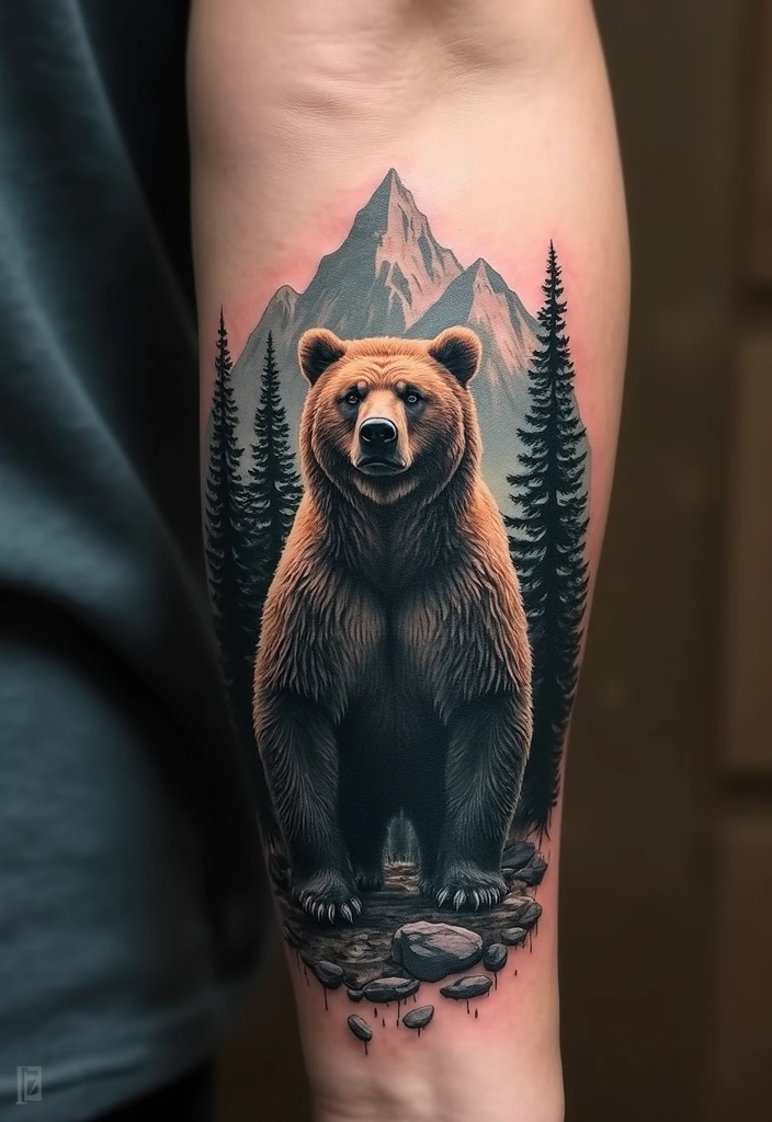 Best Animal Tattoos for the Forearm – Designs & Meaning - 11. Strong Bear: Courage and Protection