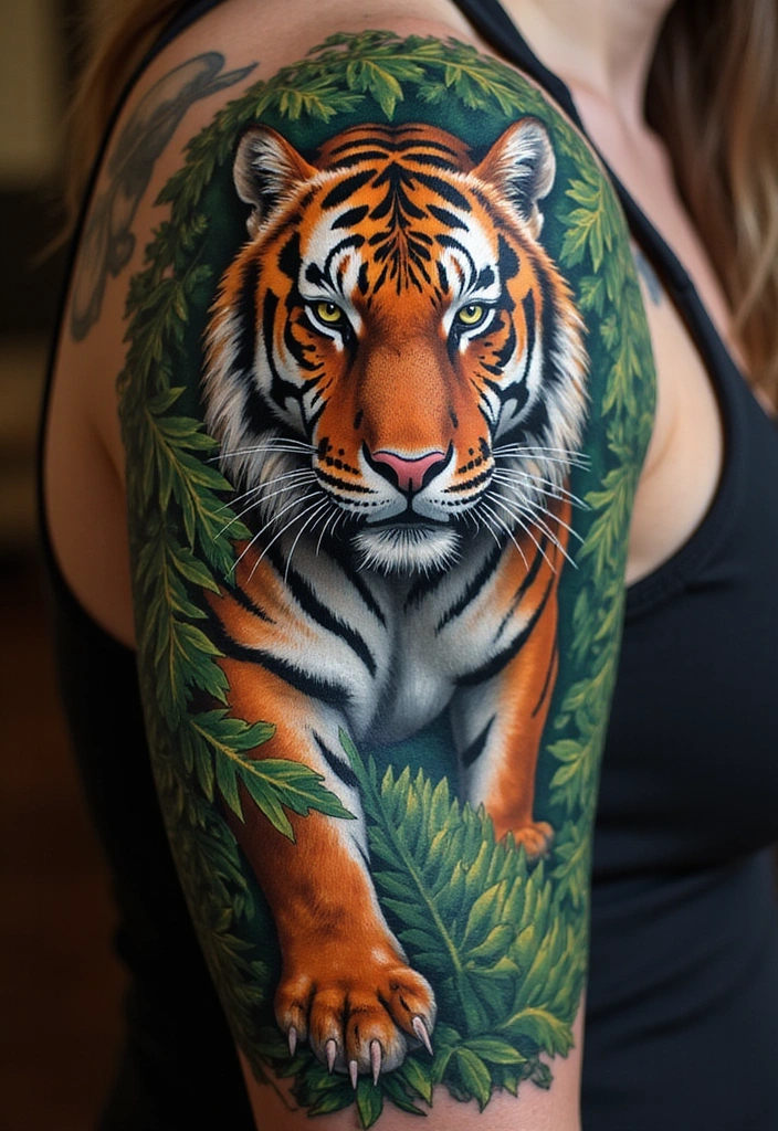 Top 10 Animal Sleeve Tattoo Ideas for Men - 9. The Striking Tiger