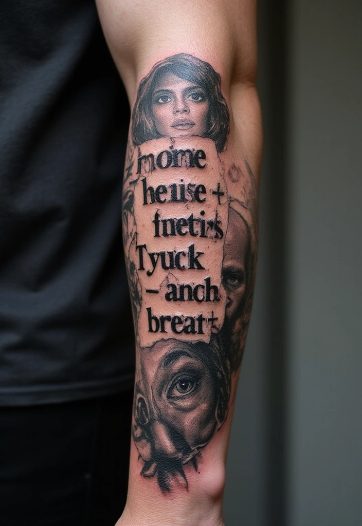21 Eye-Catching Tattoo Styles for Men: Horror Themes Explored! - 17. Horror Tattoos with Quotes