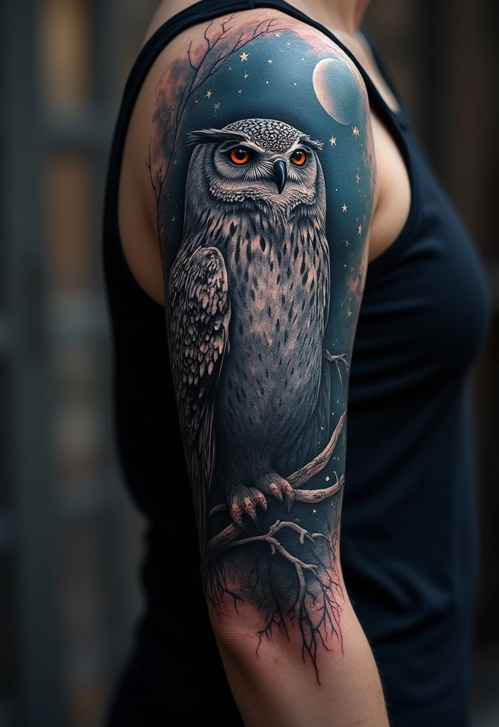 Top 10 Animal Sleeve Tattoo Ideas for Men - 5. The Mysterious Owl