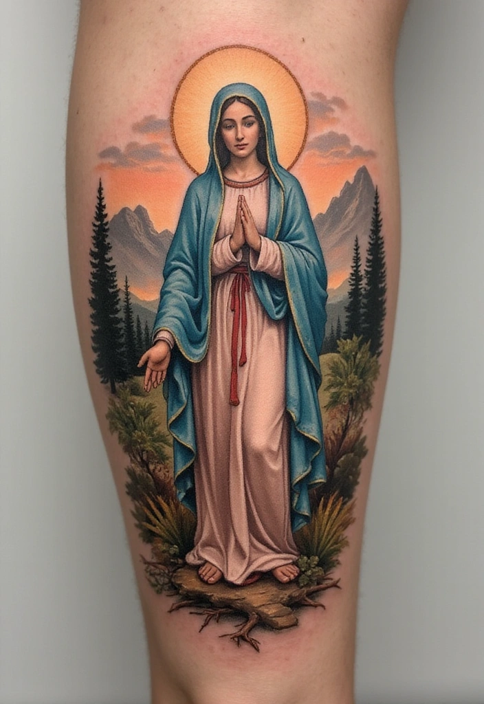 15 Virgin Mary Tattoo Ideas And Meaning - 12. Virgin Mary in Nature
