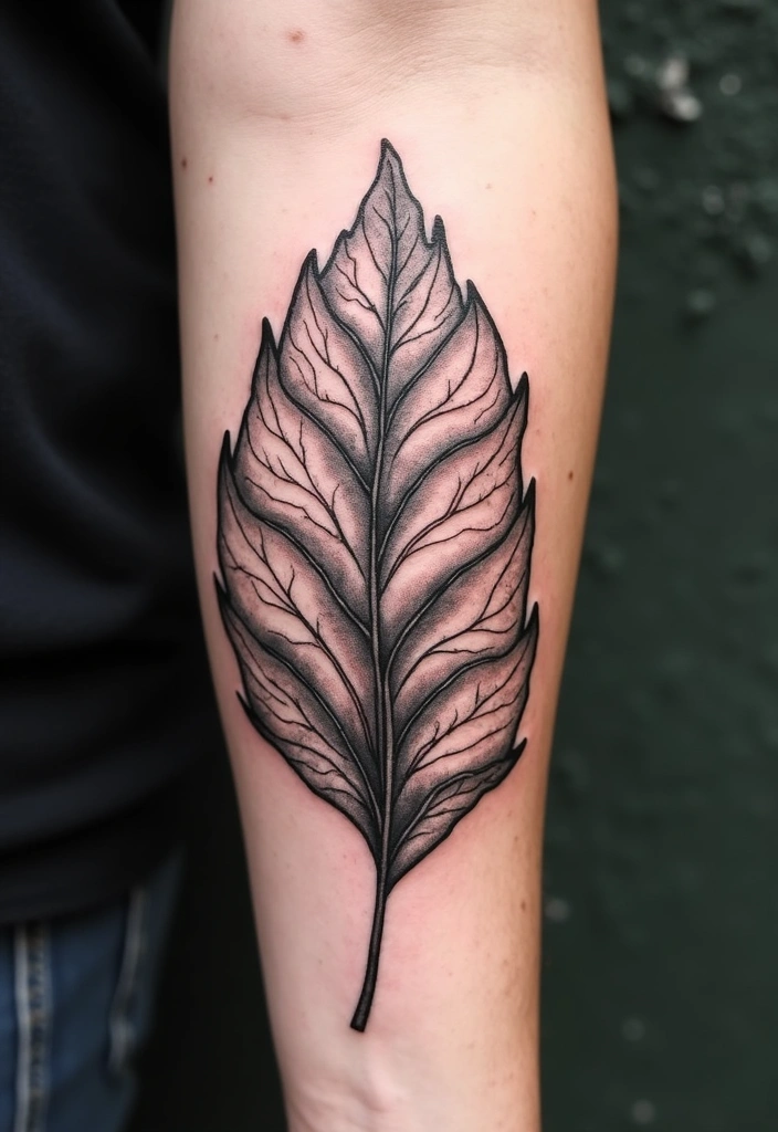 21 Amazing Polynesian Forearm Tattoo Idea Designs And Meanings - 10. The Leaf Design