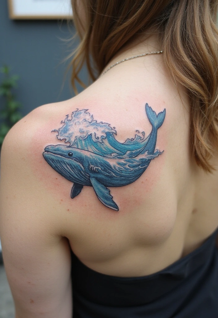 Top 15 Minimalist Animal Tattoos for First-Timers - 5. Waves and Whale