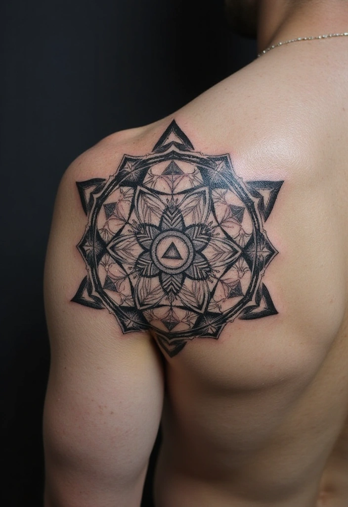 Shoulder Tattoo Ideas for Men That Are Still Trending - 3. Geometric Patterns: The Modern Aesthetic