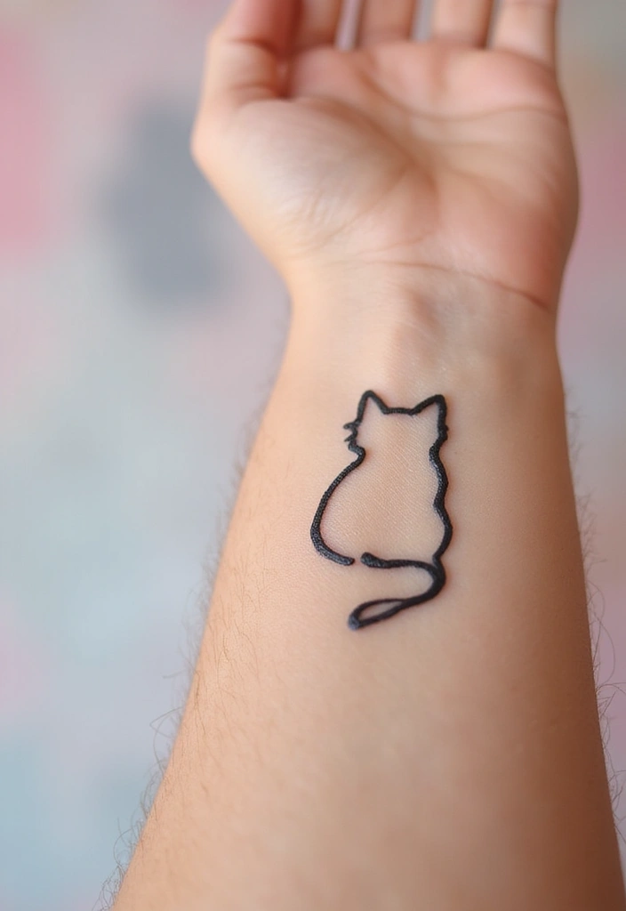 Top 15 Minimalist Animal Tattoos for First-Timers - 1. Tiny Cat Outline