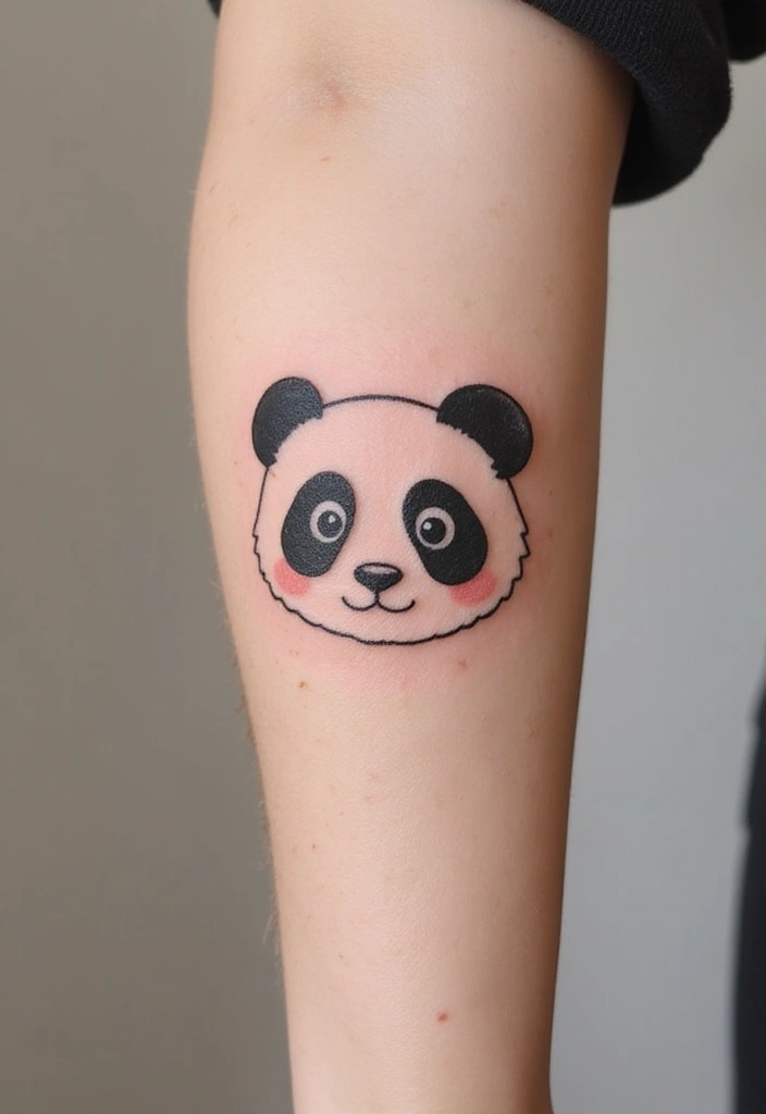 Top 15 Minimalist Animal Tattoos for First-Timers - 10. Sweet Panda Face