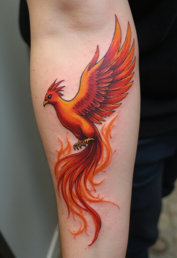 Best Animal Tattoos for the Forearm – Designs & Meaning - 7. Graceful Phoenix: Rebirth and Renewal