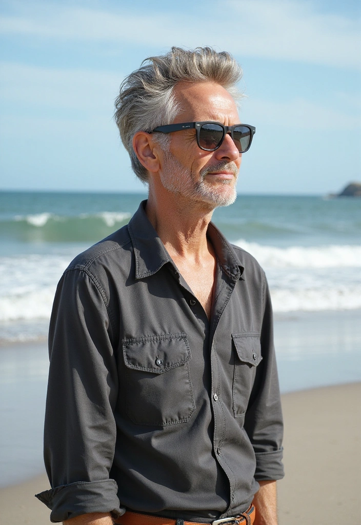 21 Beach Hairstyles For Older Men - 2. The Textured Pompadour