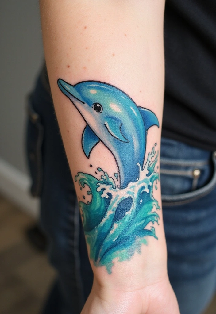 Best Animal Tattoos for the Forearm – Designs & Meaning - 3. Playful Dolphin: Joy and Harmony