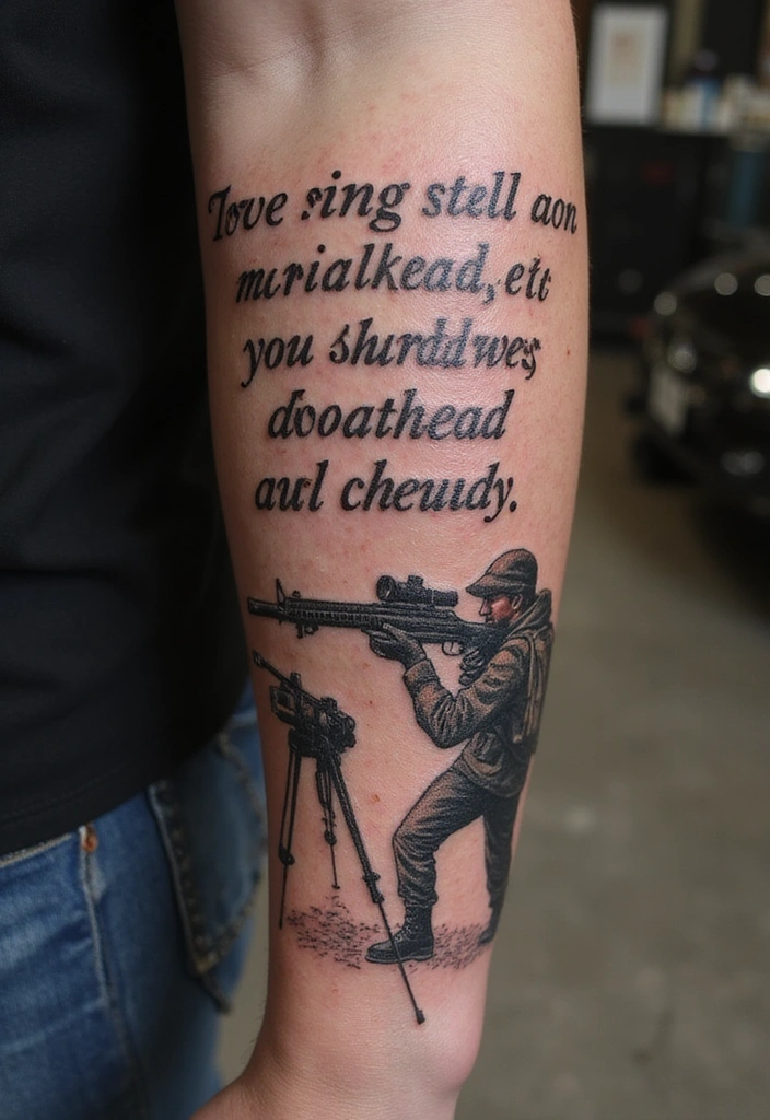 21 Unique Sniper Tattoo Ideas for Men and Their Powerful Meanings - 8. Sniper Quote Design