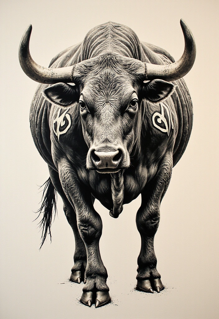 21 Creative Bull Tattoo Designs And Meanings - 16. Bull with Tribal Elements