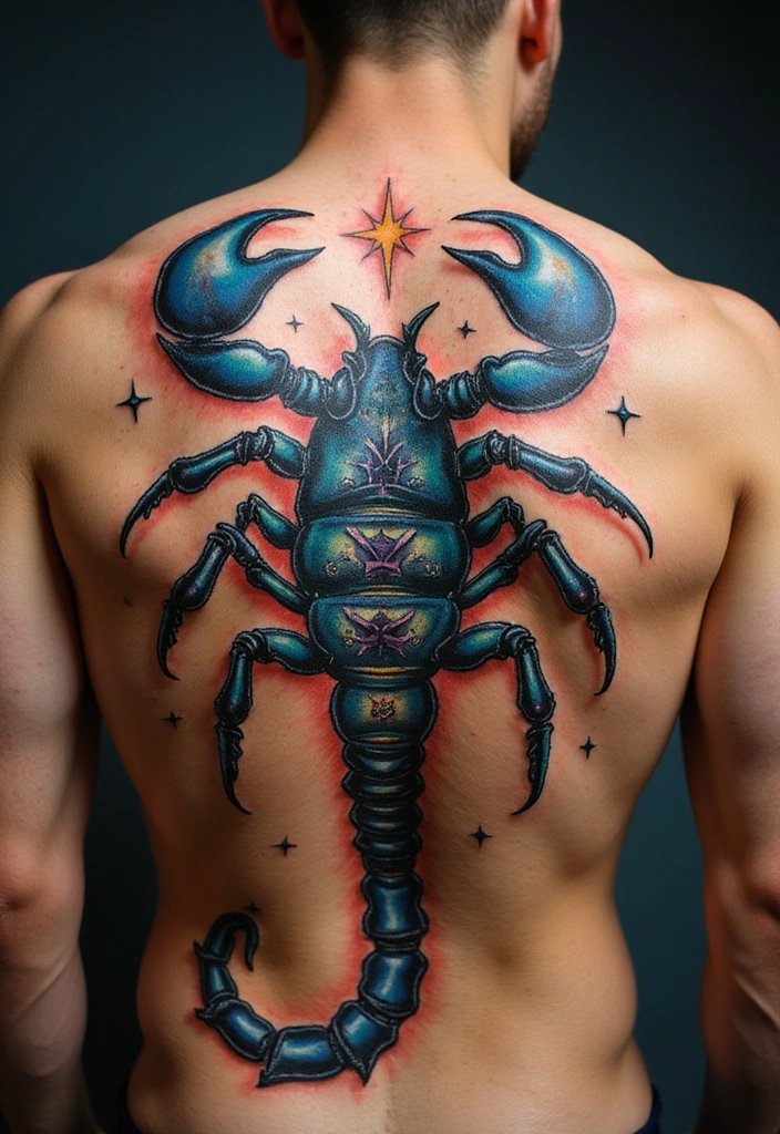 Scorpion Tattoo Ideas for Men With Bold Personalities - 9. Scorpion with Celestial Themes