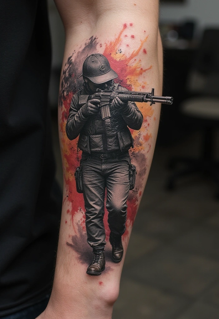21 Unique Sniper Tattoo Ideas for Men and Their Powerful Meanings - 17. Sniper on the Move