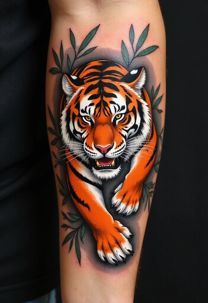 Best Animal Tattoos for the Forearm – Designs & Meaning - 13. Fearless Tiger: Power and Ferocity