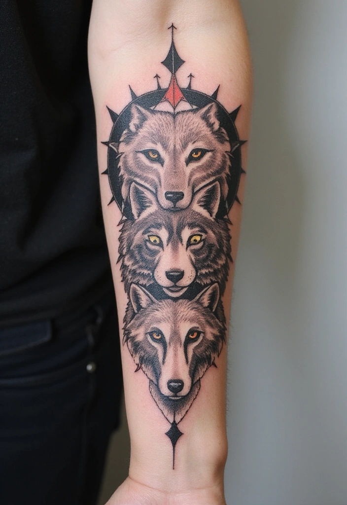 Best Animal Tattoos for the Forearm – Designs & Meaning - 15. Abstract Wolf Pack: Unity and Strength