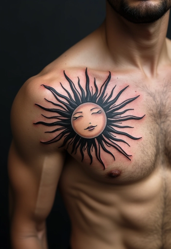 21 Simple Tribal Sun Tattoo Ideas For Men With Meanings - 4. Radiating Energy