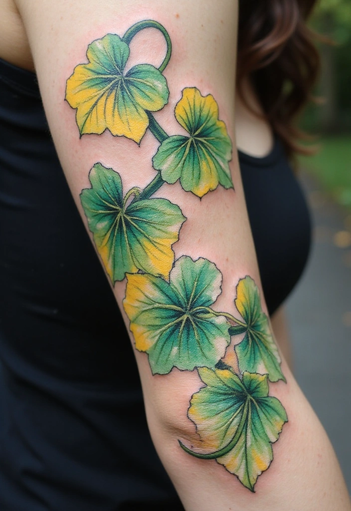 21 Best Pothos Tattoo Ideas With Meanings - 2. Colorful Pothos Vines